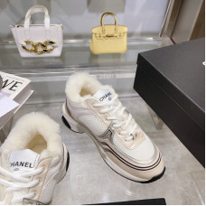 Chanel Women's Shoes for Winter Fur Sneakers Lace Up HXSCHE02