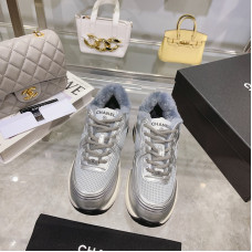 Chanel Women's Shoes for Winter Fur Sneakers Lace Up HXSCHE05