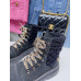 Chanel Women's Shoes for Winter Flat Short Boots Lace Up HXSCHE09