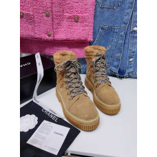 Chanel Women's Shoes for Winter Flat Short Boots Lace Up HXSCHE10