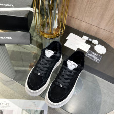 Chanel Women's Shoes for Winter Fur Sneakers Lace Up HXSCHE11