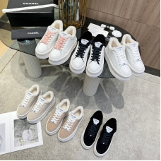 Chanel Women's Shoes for Winter Fur Sneakers Lace Up HXSCHE13