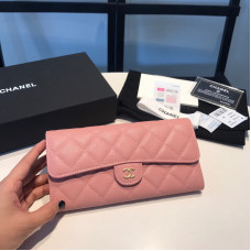 Chanel Long Flap Wallet for Women Caviar Leather Gold Hardware 31505