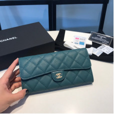 Chanel Long Flap Wallet for Women Caviar Leather Gold Hardware 31505