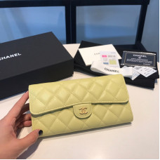 Chanel Long Flap Wallet for Women Caviar Leather Gold Hardware 31505