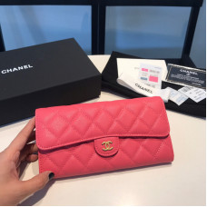 Chanel Long Flap Wallet for Women Caviar Leather Gold Hardware 31505