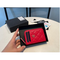 Chanel Small Zipper Wallet Card Holder for Women Caviar Leather 27012