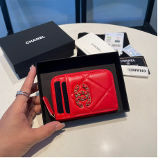 Chanel Small Zipper Wallet Card Holder for Women Lambskin 2701
