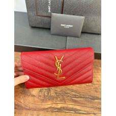 Yves Saint Lauren YSL Monogram Large Flap Wallet Purse Caviar Leather 437469 MYWTA02