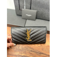 Yves Saint Lauren YSL Monogram Large Flap Wallet Purse Caviar Leather 437469 MYWTA06