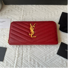 Yves Saint Lauren YSL Monogram Large Zipper Wallet Purse Caviar Leather 358094 MYWTA09
