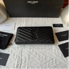 Yves Saint Lauren YSL Monogram Large Zipper Wallet Purse Caviar Leather 358094 MYWTA10
