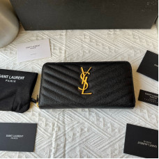 Yves Saint Lauren YSL Monogram Large Zipper Wallet Purse Caviar Leather 358094 MYWTA12