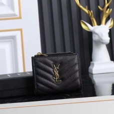 Yves Saint Lauren YSL Monogram Small Zipper Wallet Purse Caviar Leather 517045 MYWTA13