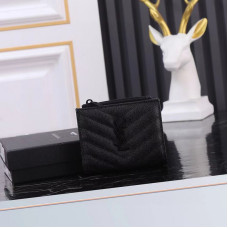 Yves Saint Lauren YSL Monogram Small Zipper Wallet Purse Caviar Leather 517045 MYWTA15
