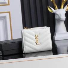 Yves Saint Lauren YSL Monogram Small Zipper Wallet Purse Caviar Leather 517045 MYWTA16