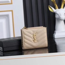Yves Saint Lauren YSL Monogram Small Zipper Wallet Purse Caviar Leather 517045 MYWTA17