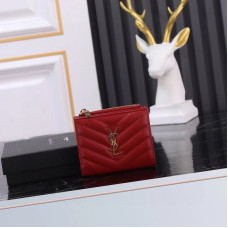Yves Saint Lauren YSL Monogram Small Zipper Wallet Purse Caviar Leather 517045 MYWTA18