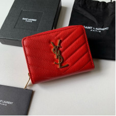 Yves Saint Lauren YSL Monogram Small Zipper Wallet Purse Caviar Leather 403723 MYWTA28